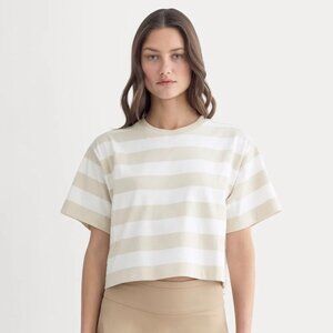 Everlane The Premium Weight Cropped Tee in Peyote Bone, Size Medium